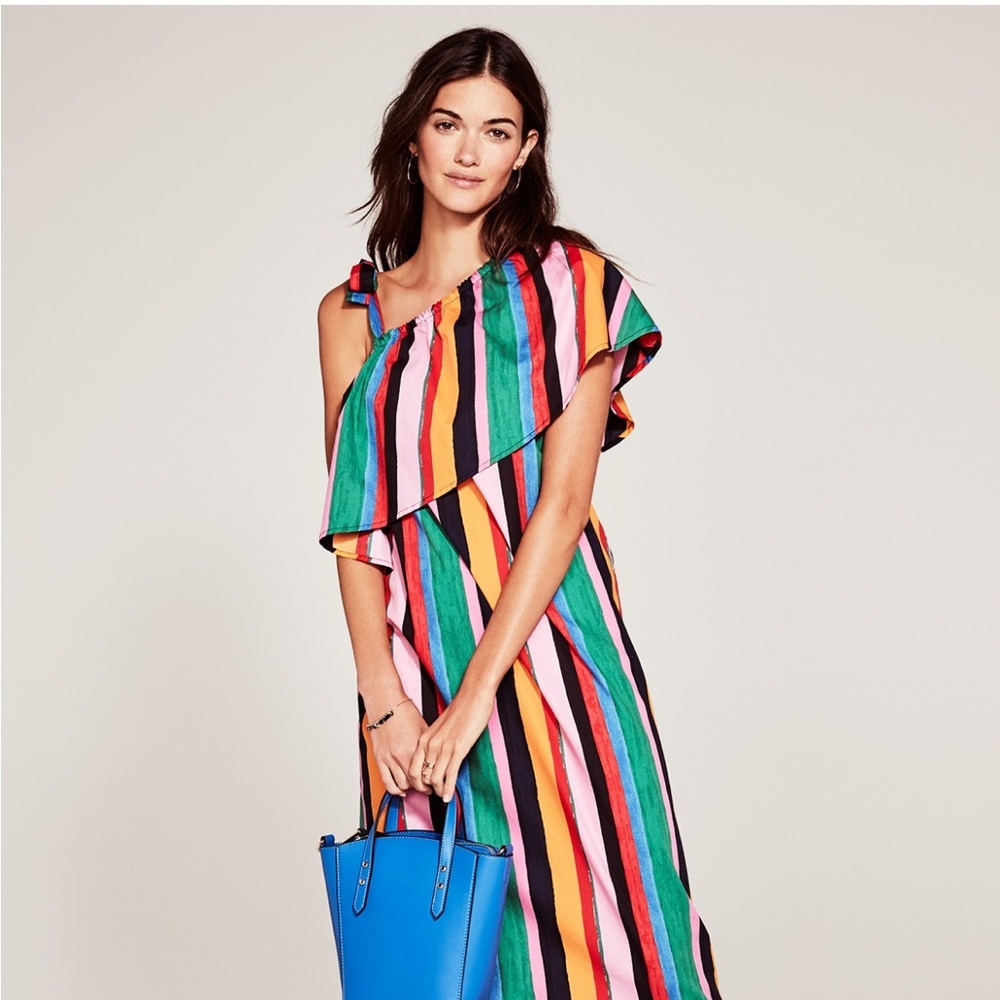 Who What Wear asymmetric color dress